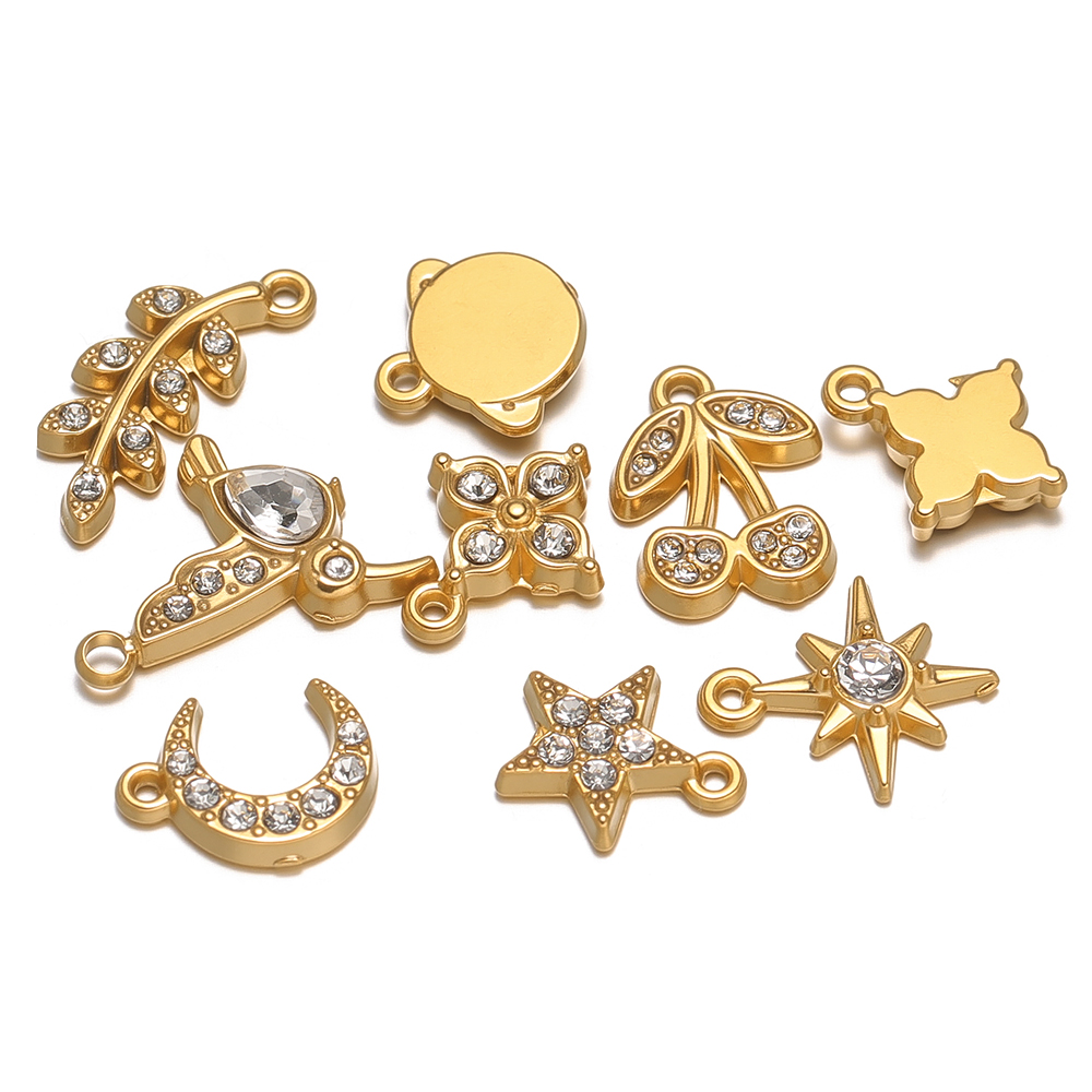 Jewelry Making For 5 Year Old - 5Pcs Stainless Steel Zircon Little Moon