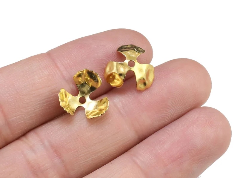 Jewelry Making Gemstones - 100pcs Brass Bead Caps, Floral End