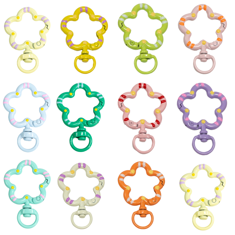 Jewelry Making Parts - 5pcs Flower Metal Lobster Claw Clasps