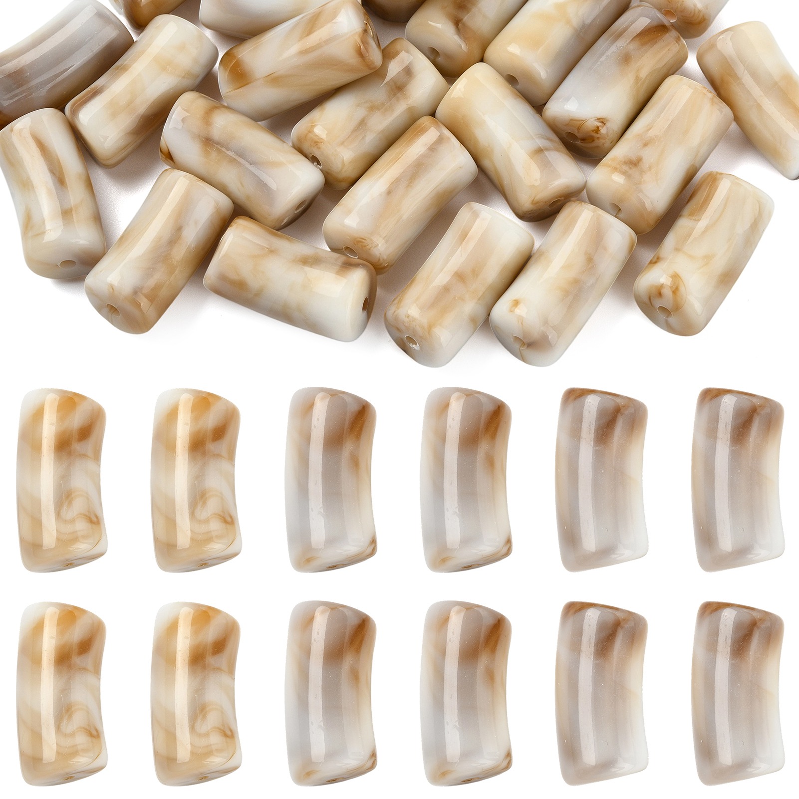 Jewelry Making Gemstones - 30Pcs Acrylic Imitation Gemstone Curved Tube