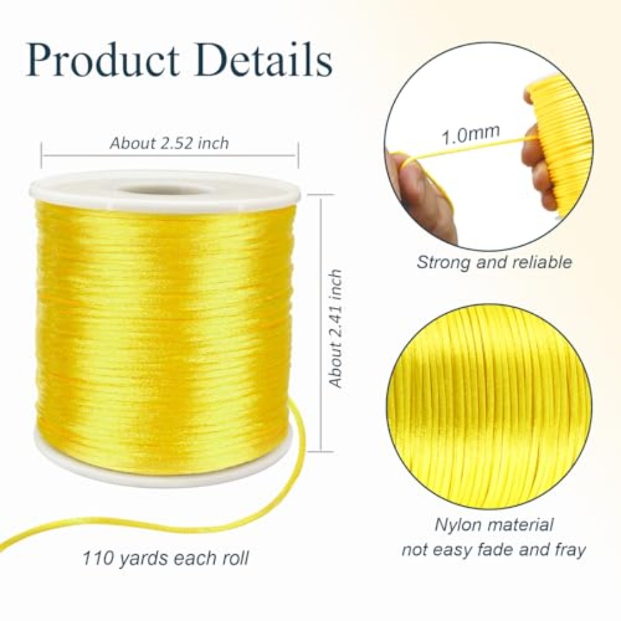 Nylon Satin Cord 1mm Rattail - - Knotting Cord Silk review and price