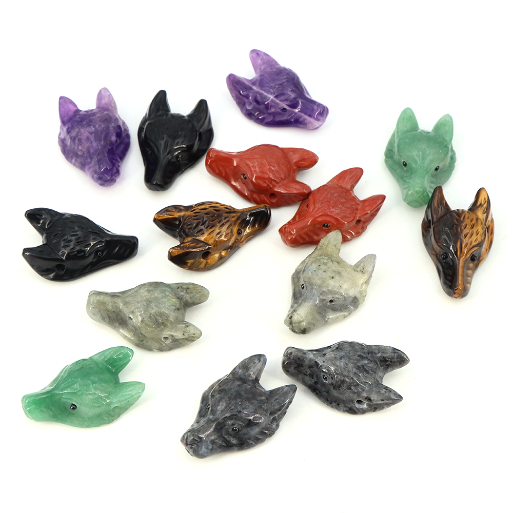 40mm Wolf Head Stone Pendant N - Jewelry Making Gemstones review and price