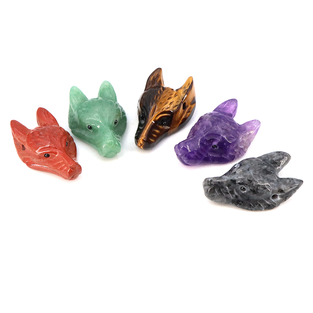40mm Wolf Head Stone Pendant N - Jewelry Making Gemstones review and price