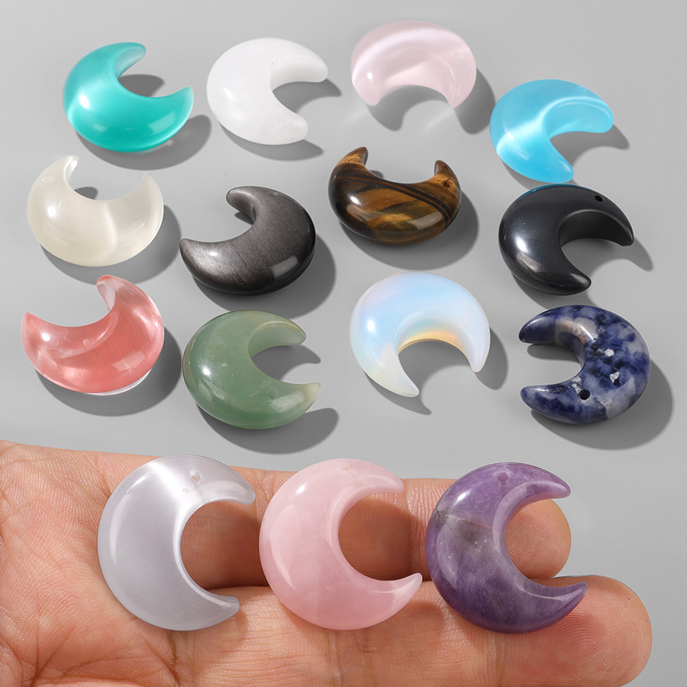 2PCS Natural Crescent Moon Cha - Jewelry Making Gemstones review and price