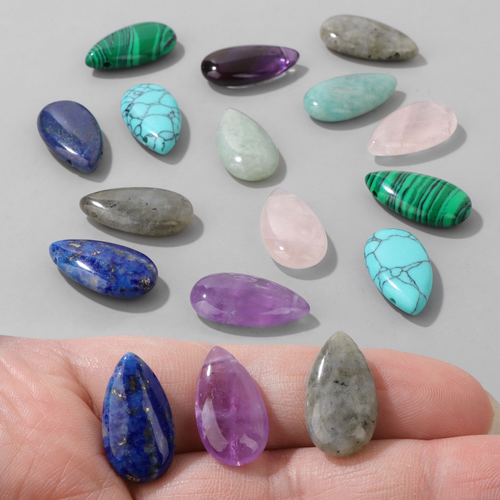 2PCS Natural Teardrop Stone Pe - Jewelry Making Gemstones review and price